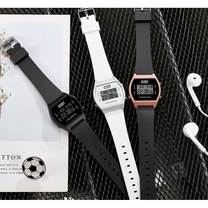 White Waterproof Digital Sports Watch For Women With Alarm And LED Display 5