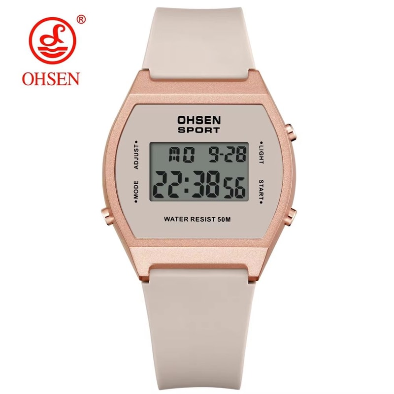 White Waterproof Digital Sports Watch For Women With Alarm And LED Display 10