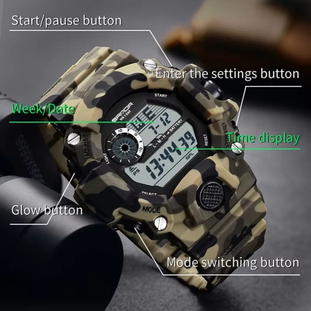 SANDA 2183 Military Style Digital Sports Watch With Alarm And LED Backlight 4