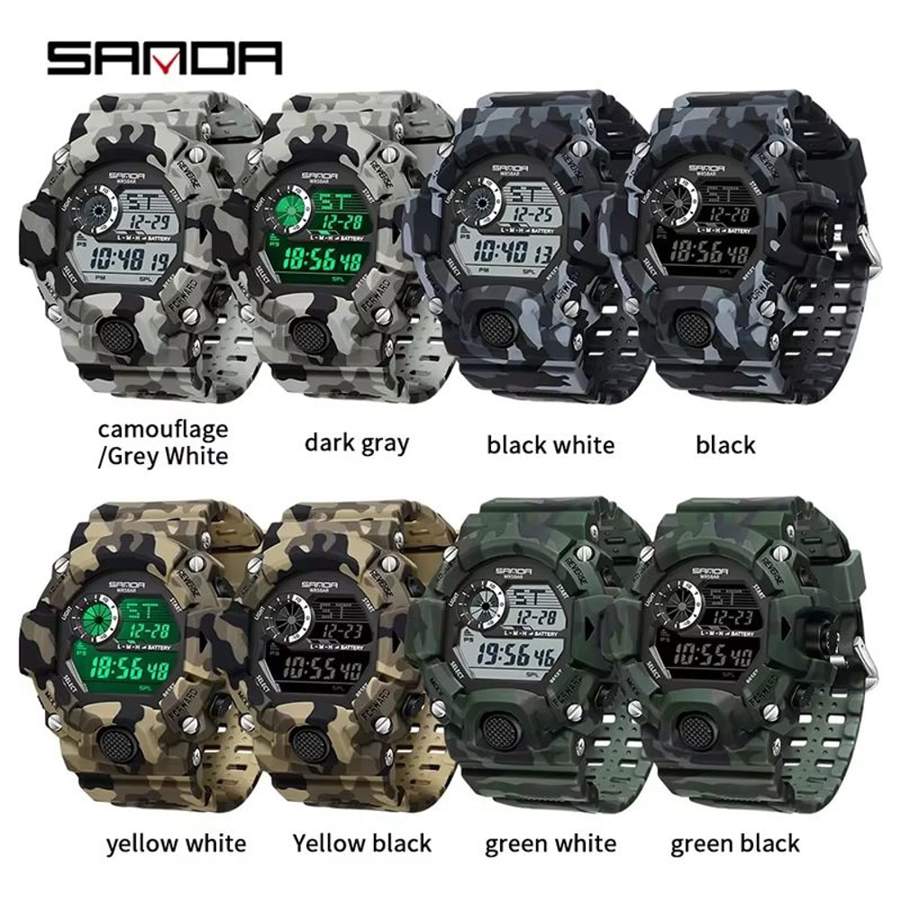 SANDA 2183 Military Style Digital Sports Watch With Alarm And LED Backlight 5