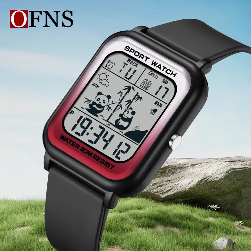 OFNS Rectangular Digital Sports Watch With LED Display And Timing Code 2