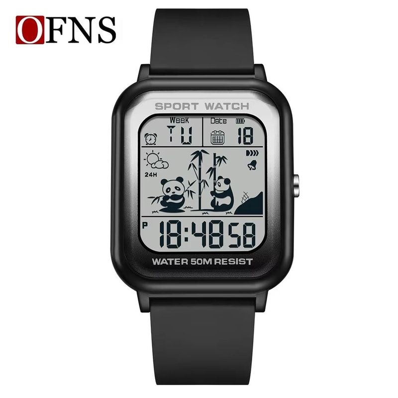 OFNS Rectangular Digital Sports Watch With LED Display And Timing Code 6