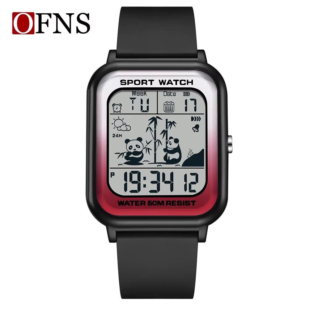 OFNS Rectangular Digital Sports Watch With LED Display And Timing Code 10