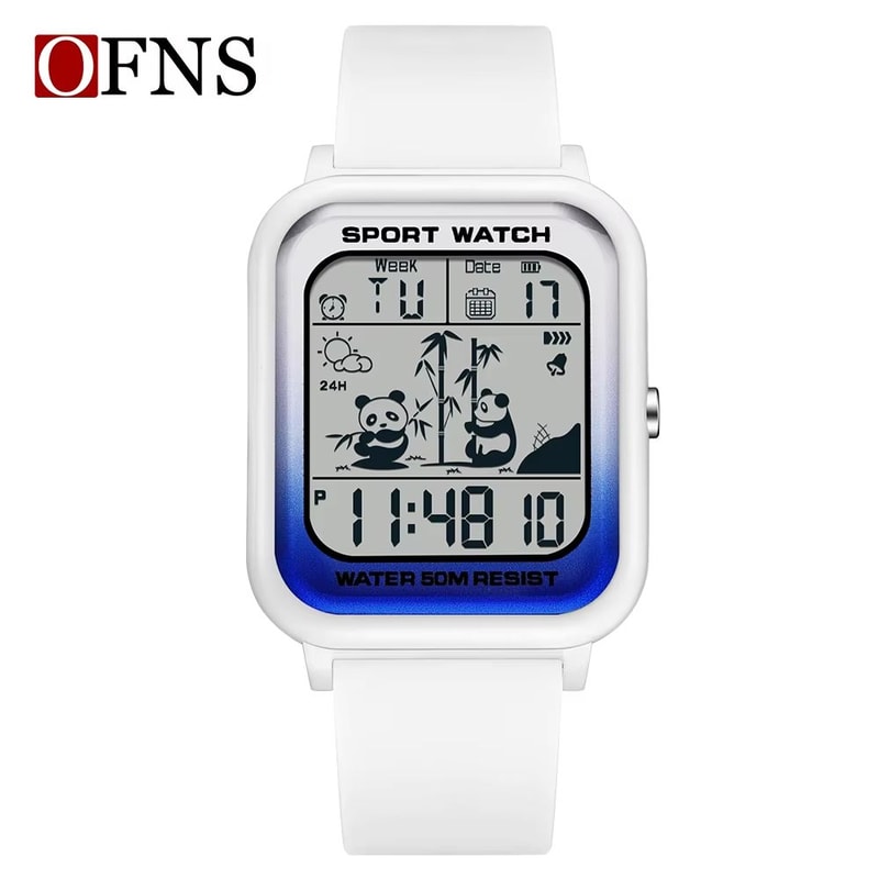 OFNS Rectangular Digital Sports Watch With LED Display And Timing Code 12