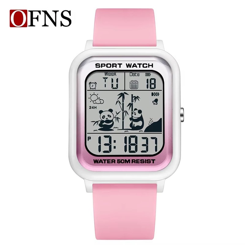 OFNS Rectangular Digital Sports Watch With LED Display And Timing Code 8