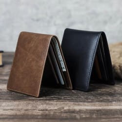 slim genuine leather bifold wallet for men with card holder