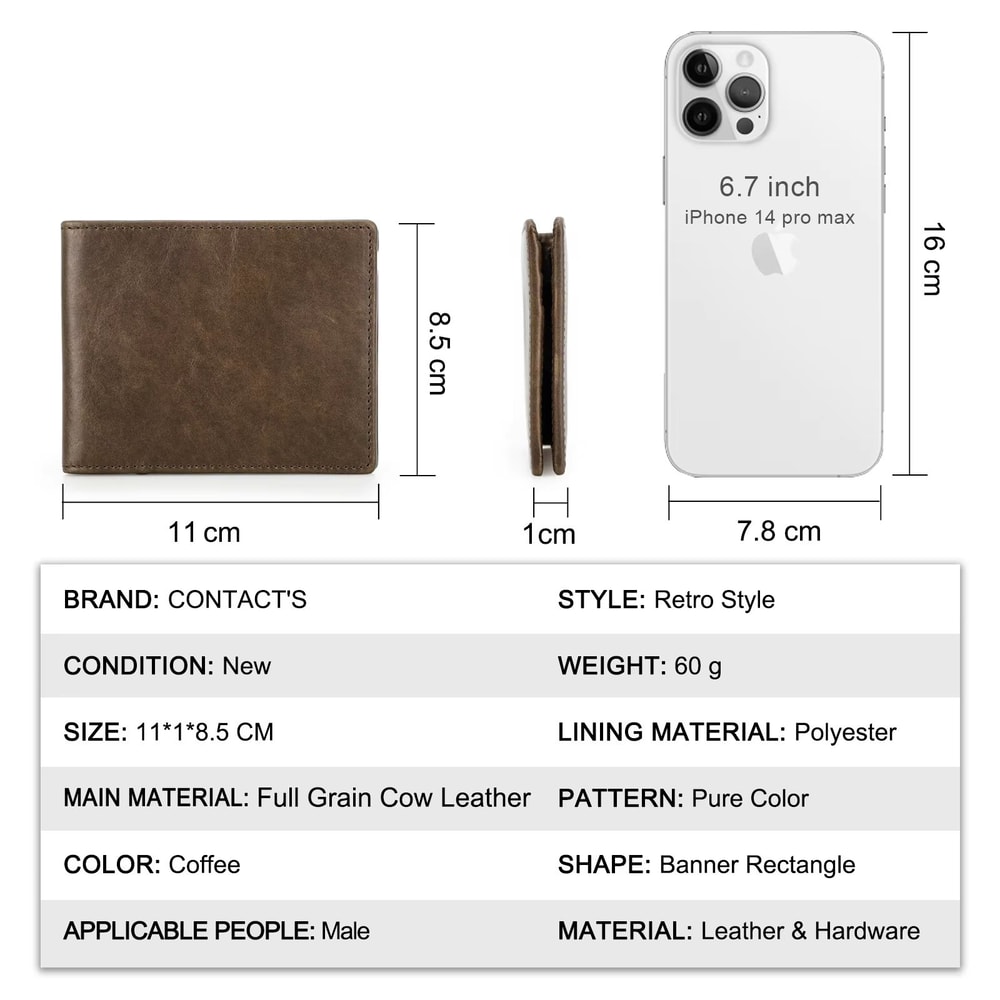 Slim Genuine Leather Bifold Wallet For Men With Card Holder 3