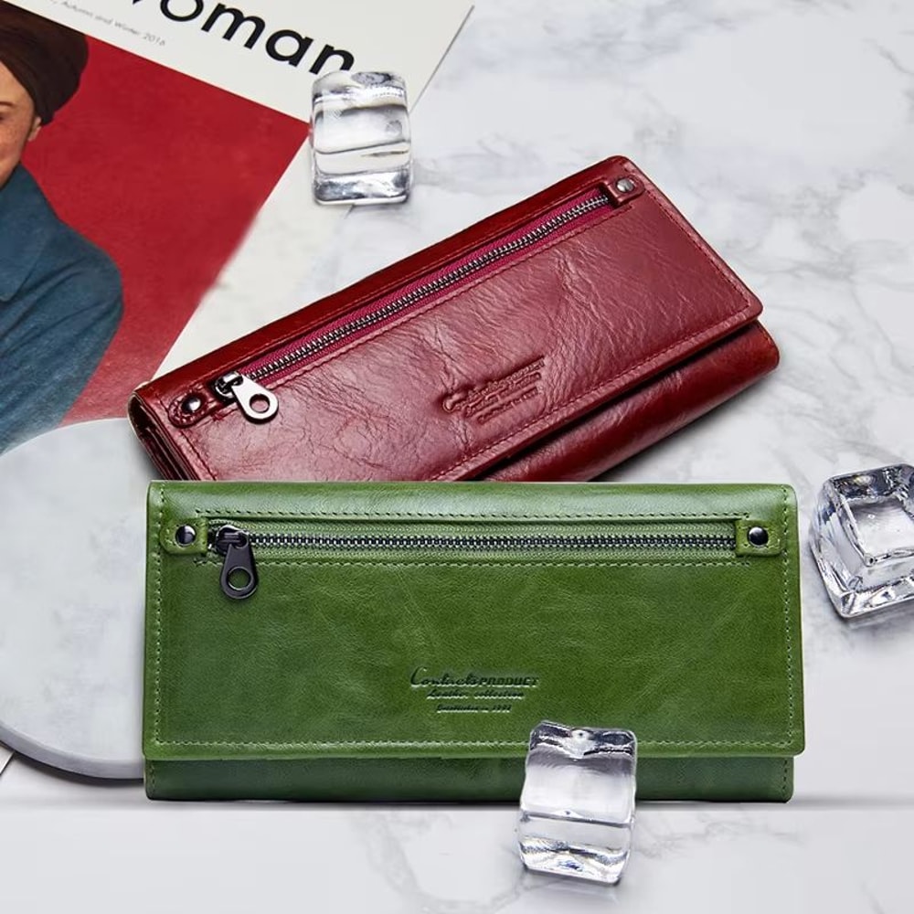 Genuine Leather Long Clutch Wallet For Women With Phone And Photo Holder 5