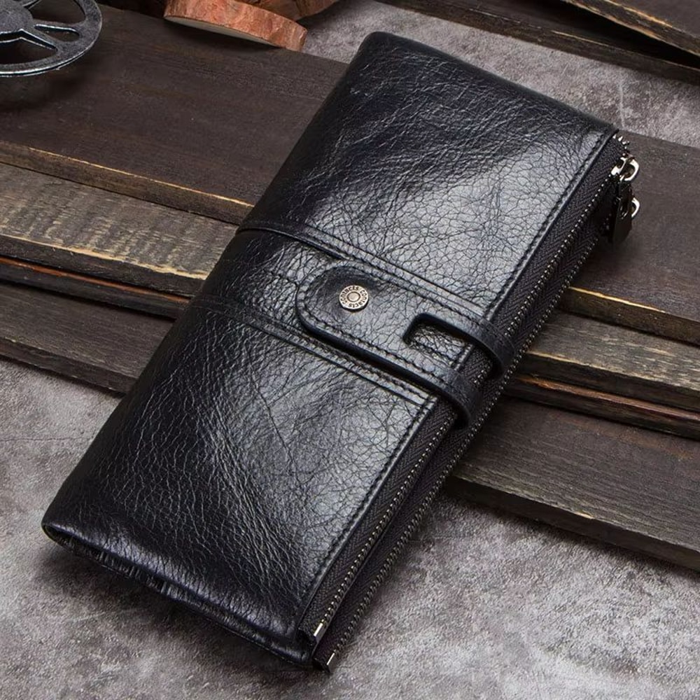 CONTACTS Genuine Leather Men Clutch Wallet With Zipper Coin Pocket 1