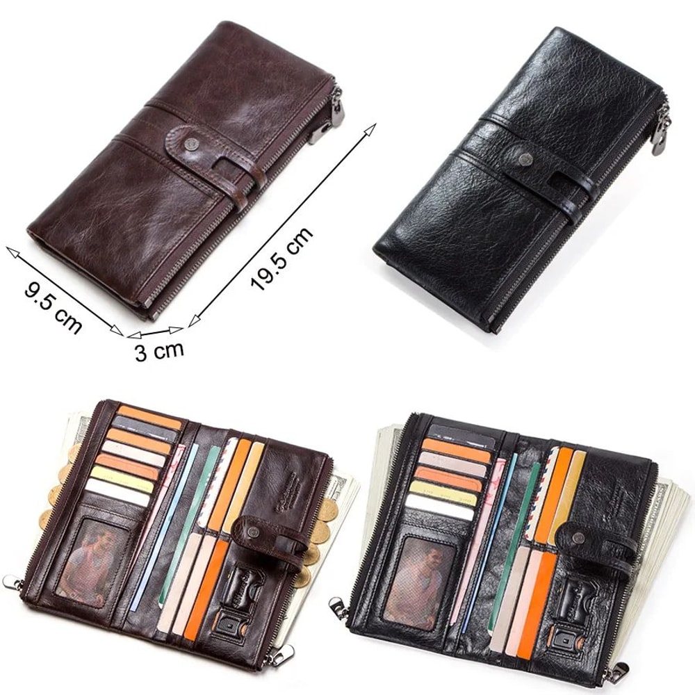 CONTACTS Genuine Leather Men Clutch Wallet With Zipper Coin Pocket 4