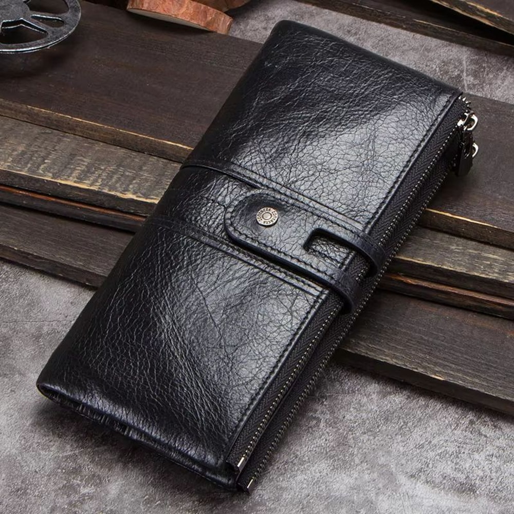 CONTACTS Genuine Leather Men Clutch Wallet With Zipper Coin Pocket 7