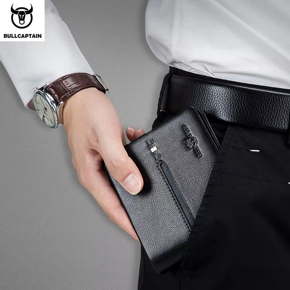 BULLCAPTAIN Genuine Leather RFID Business Wallet For Men 2