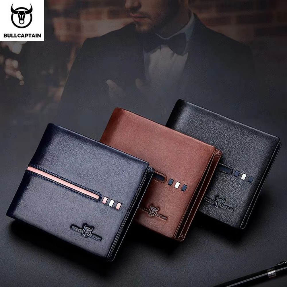BULLCAPTAIN Genuine Leather RFID Business Wallet For Men 3
