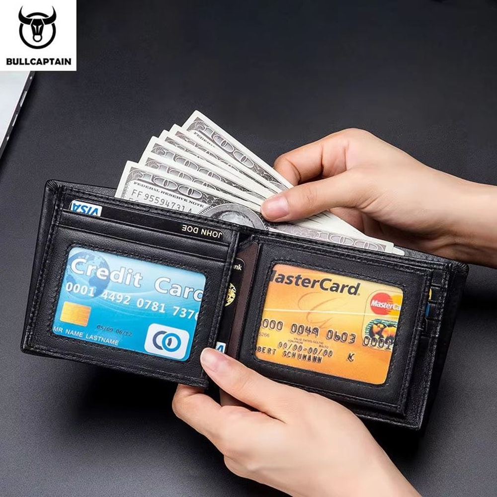 BULLCAPTAIN Genuine Leather RFID Business Wallet For Men 5