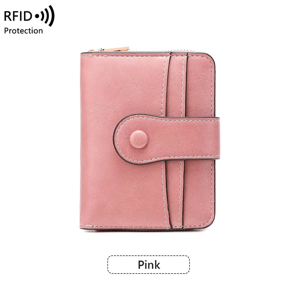 Retro RFID Blocking Womens Multi Card Wallet With Zipper Coin Pocket 9