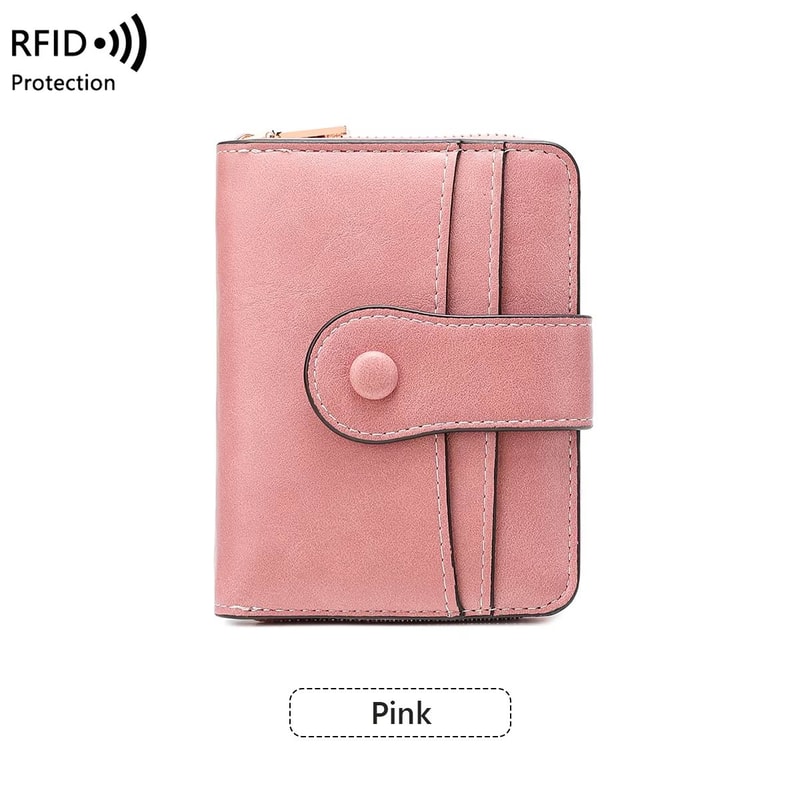 Retro RFID Blocking Womens Multi Card Wallet With Zipper Coin Pocket 9