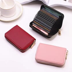 pu leather business card holder wallet multi card organizer with coin pocket