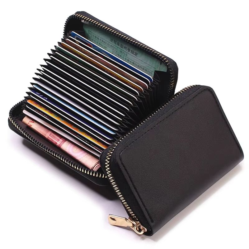 PU Leather Business Card Holder Wallet Multi Card Organizer With Coin Pocket 2
