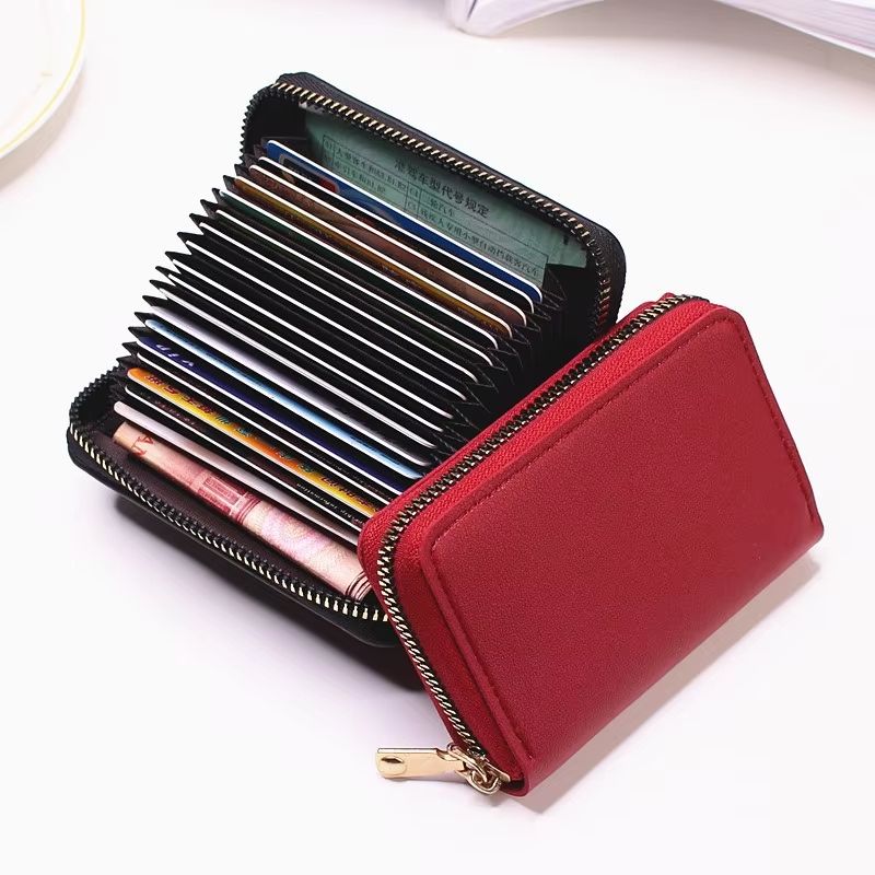 PU Leather Business Card Holder Wallet Multi Card Organizer With Coin Pocket 3