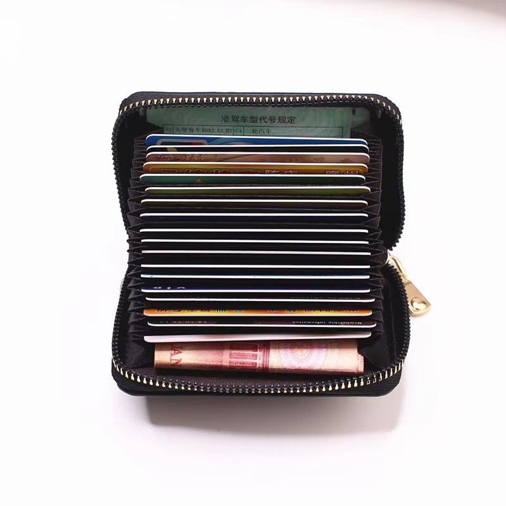 PU Leather Business Card Holder Wallet Multi Card Organizer With Coin Pocket 4