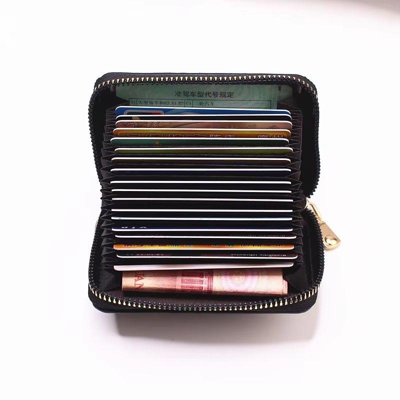 PU Leather Business Card Holder Wallet Multi Card Organizer With Coin Pocket 4