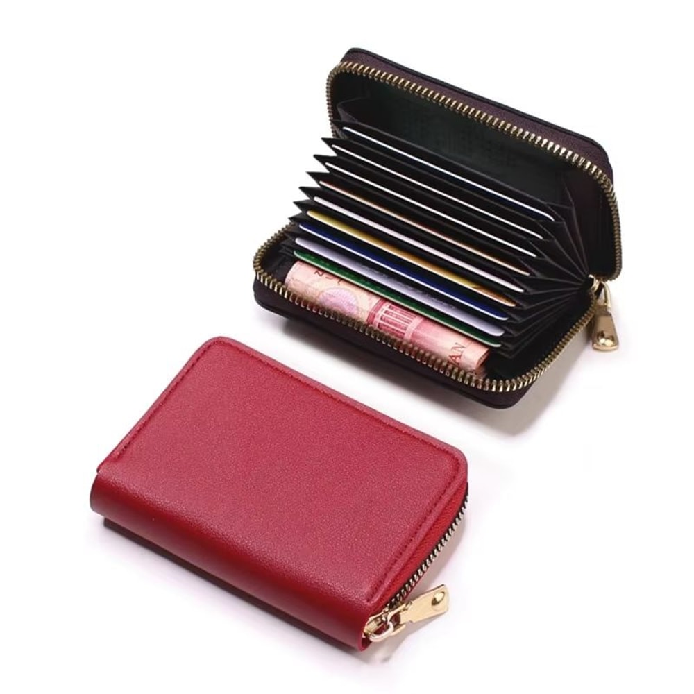 PU Leather Business Card Holder Wallet Multi Card Organizer With Coin Pocket 7