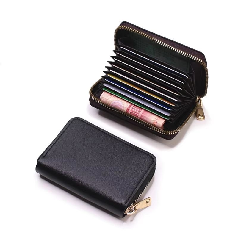 PU Leather Business Card Holder Wallet Multi Card Organizer With Coin Pocket 8