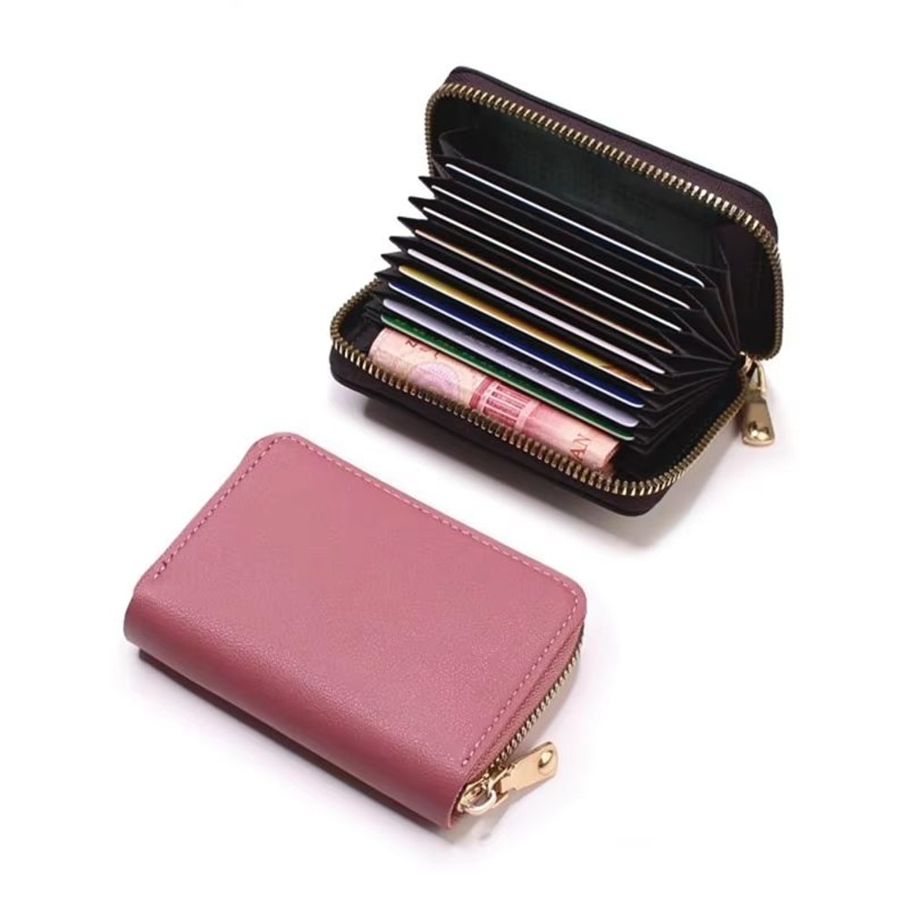 PU Leather Business Card Holder Wallet Multi Card Organizer With Coin Pocket 12