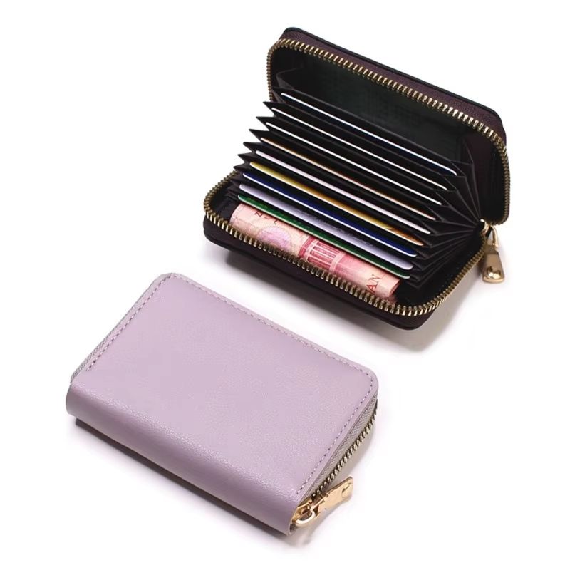 PU Leather Business Card Holder Wallet Multi Card Organizer With Coin Pocket 13
