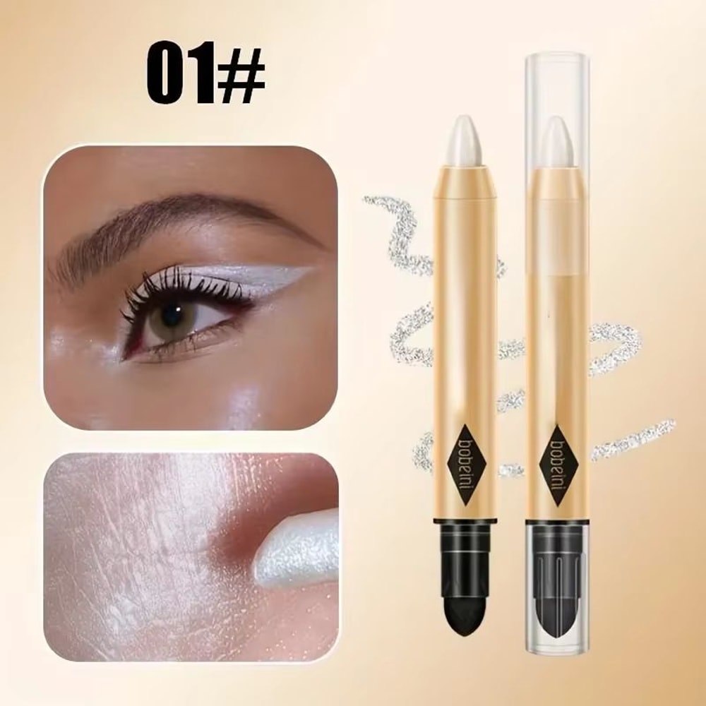 Double Head Metallic Eyeshadow Stick Diamond Shimmer Highlighter Pencil 5