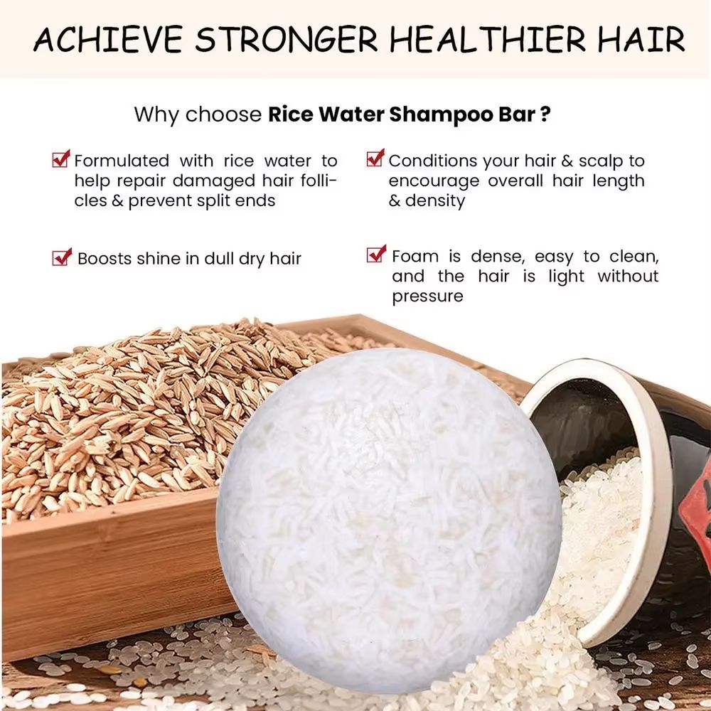 Organic Rice Water Shampoo Bar Nourishing Hair Growth And Strengthening Solid Shampoo 3