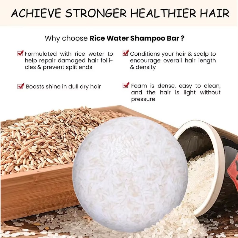 Organic Rice Water Shampoo Bar Nourishing Hair Growth And Strengthening Solid Shampoo 3