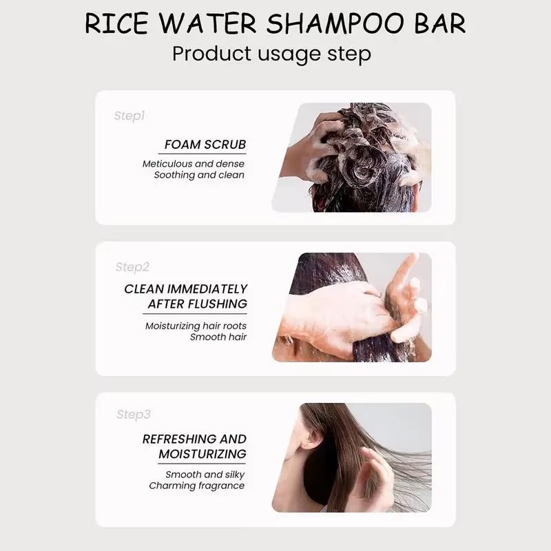 Organic Rice Water Shampoo Bar Nourishing Hair Growth And Strengthening Solid Shampoo 4