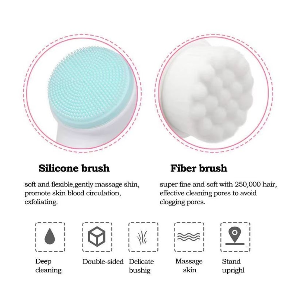 3D Double Sided Silicone Facial Cleansing Brush Deep Pore Exfoliating Face Wash Massage Tool 4