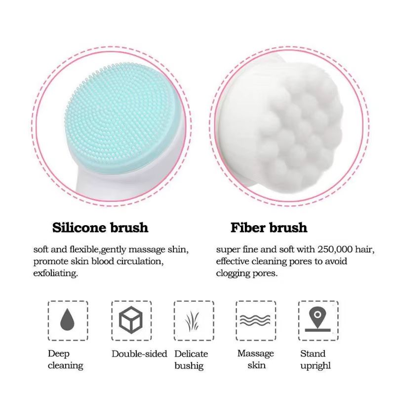 3D Double Sided Silicone Facial Cleansing Brush Deep Pore Exfoliating Face Wash Massage Tool 4