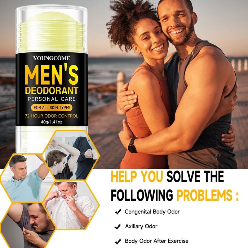 Mens Sandalwood Deodorant Stick Long Lasting Anti Sweat Underarm Odor Protection 3
