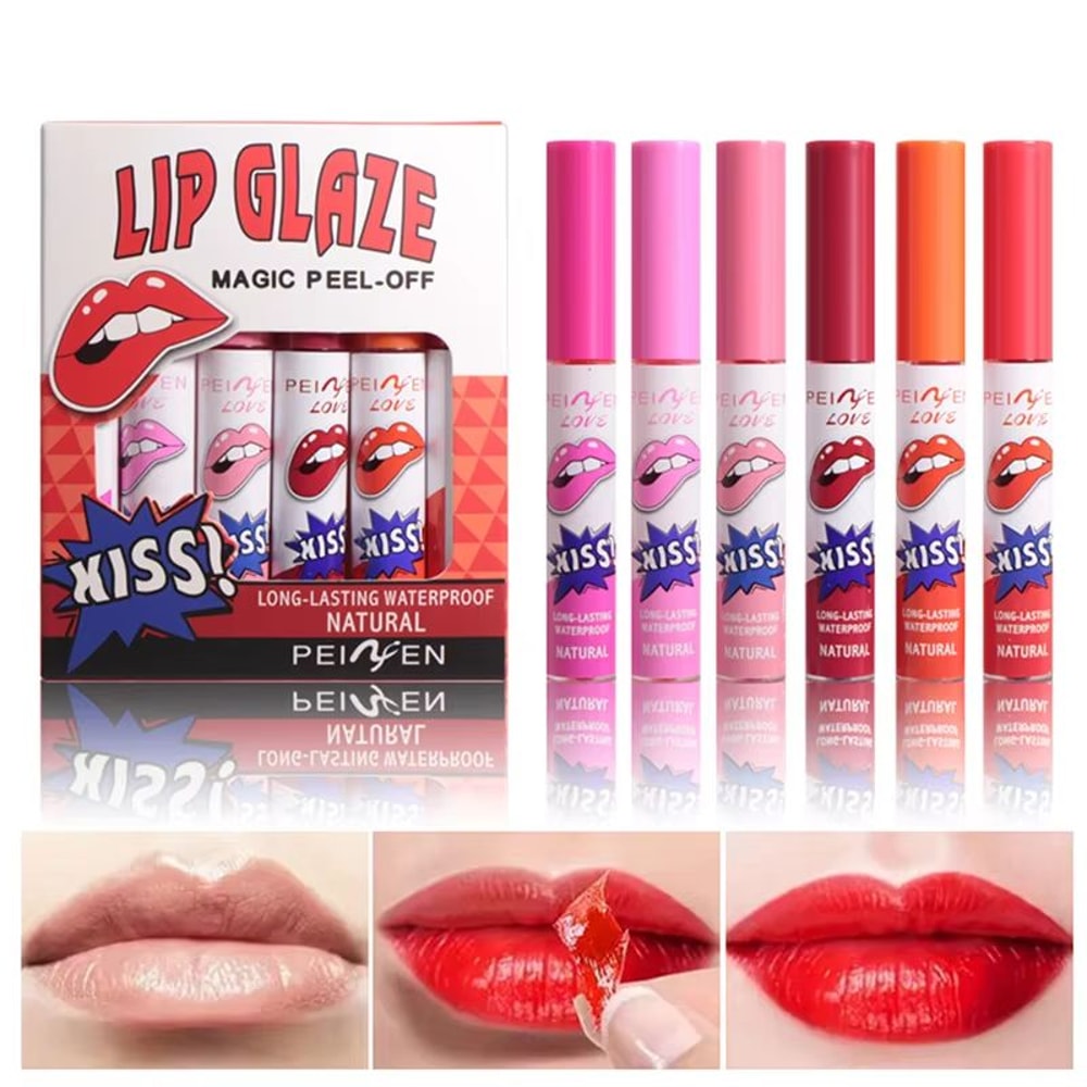 Peel Off Lip Stain Gloss Long Lasting Waterproof Liquid Lip Tint Non Stick Cup Lip Glaze 4