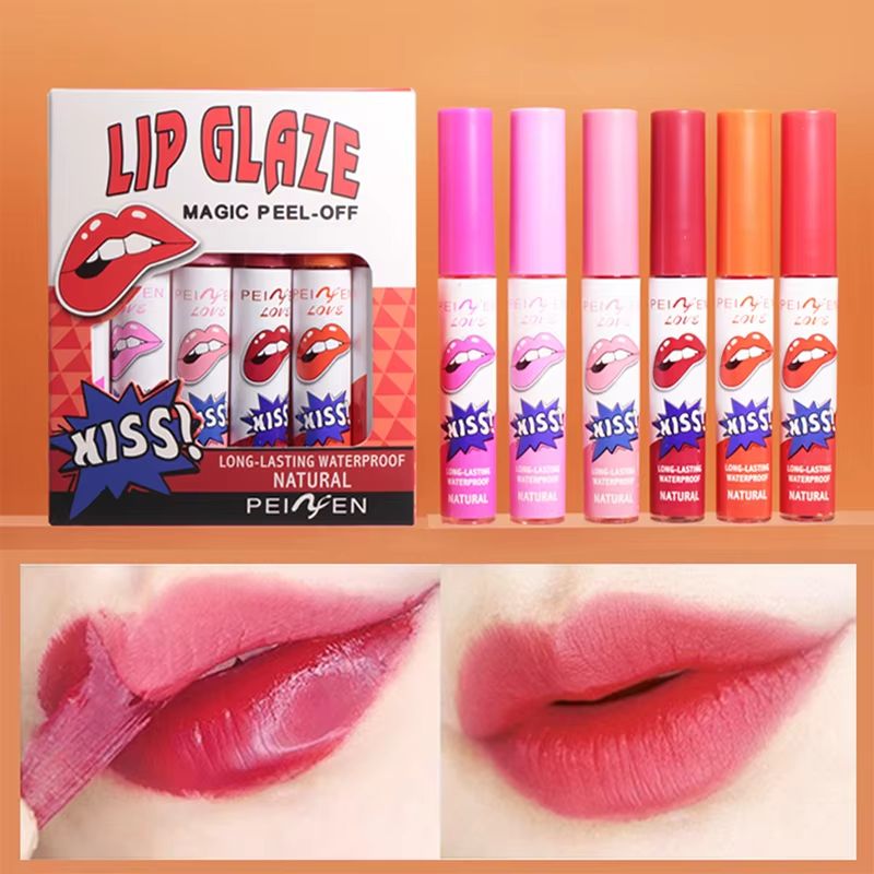 Peel Off Lip Stain Gloss Long Lasting Waterproof Liquid Lip Tint Non Stick Cup Lip Glaze 5