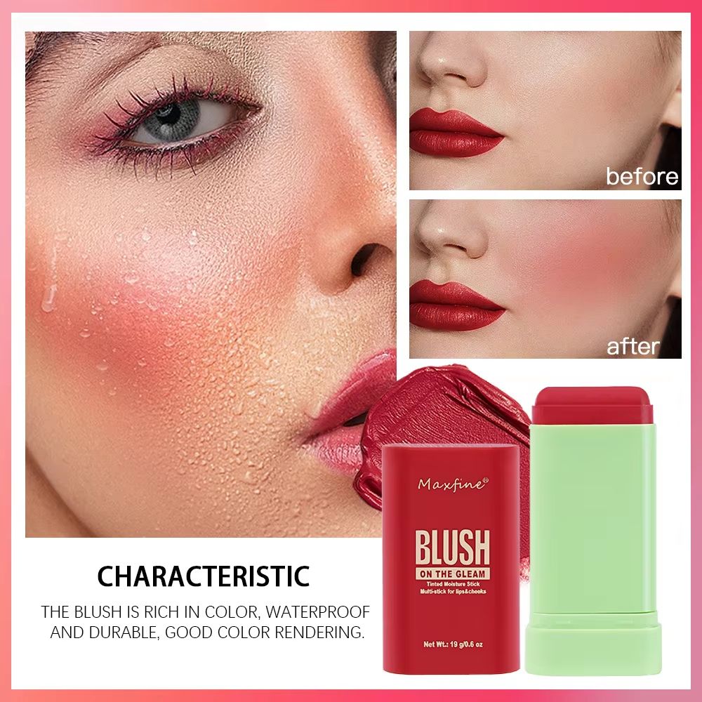 Multi Use Blush Stick Waterproof Long Lasting Cream Blush Stick Moisturizing Cheek Lip Tint 4