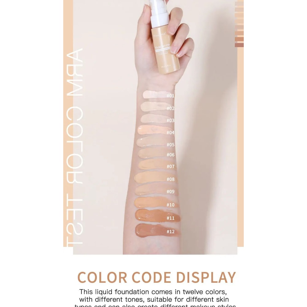 Flawless Waterproof Liquid Foundation Full Coverage Concealer Foundation Sweat Resistant Long Wear 5