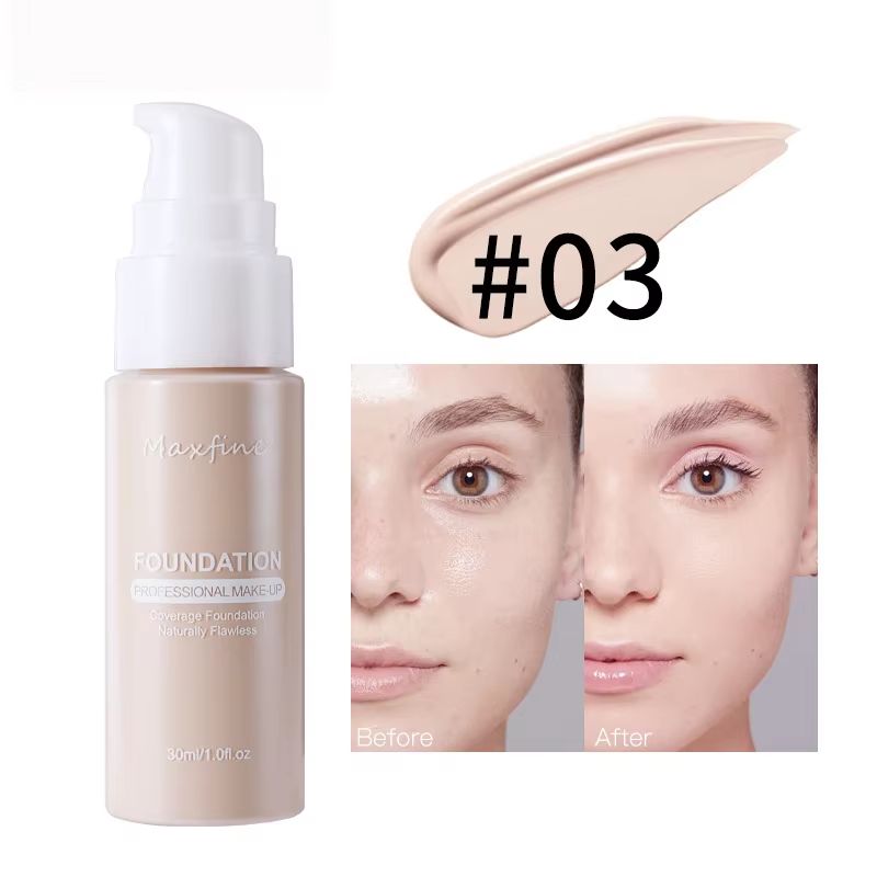 Flawless Waterproof Liquid Foundation Full Coverage Concealer Foundation Sweat Resistant Long Wear 8