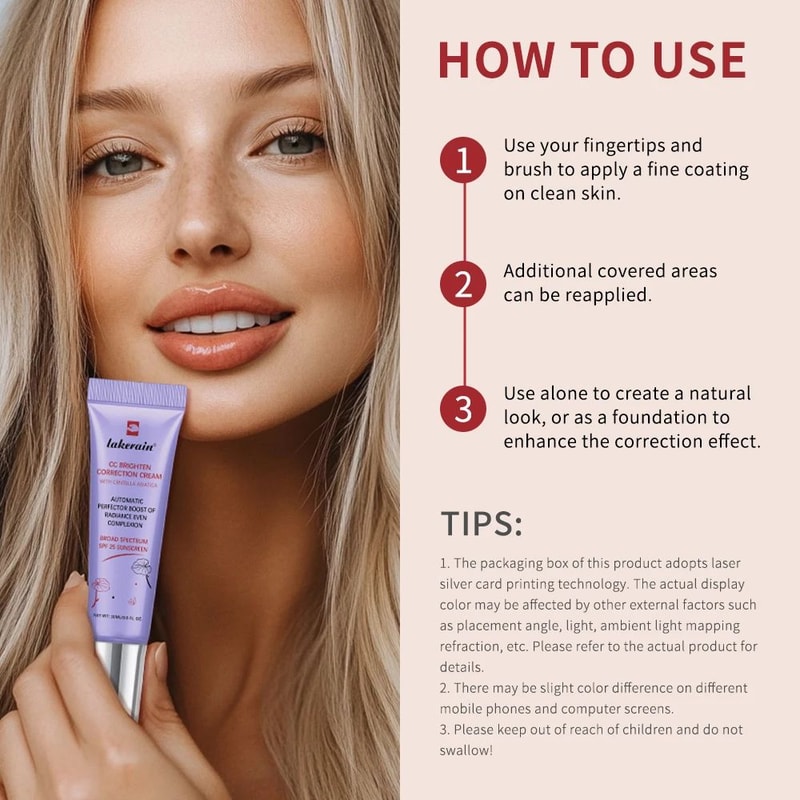 Centella Glow CC Cream Foundation Color Changing Korean CC Cream With Hydrating High Coverage 3PCS 5