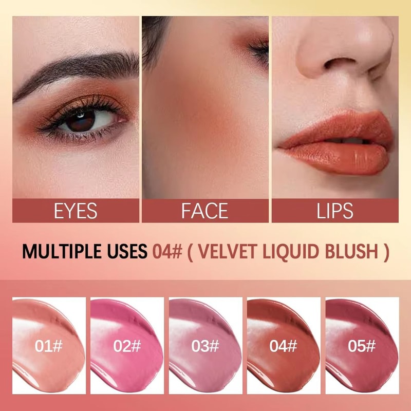 VelvetGlow Liquid Blush Soft Matte Liquid Cream Blush For Natural Pink Cheek Color 2