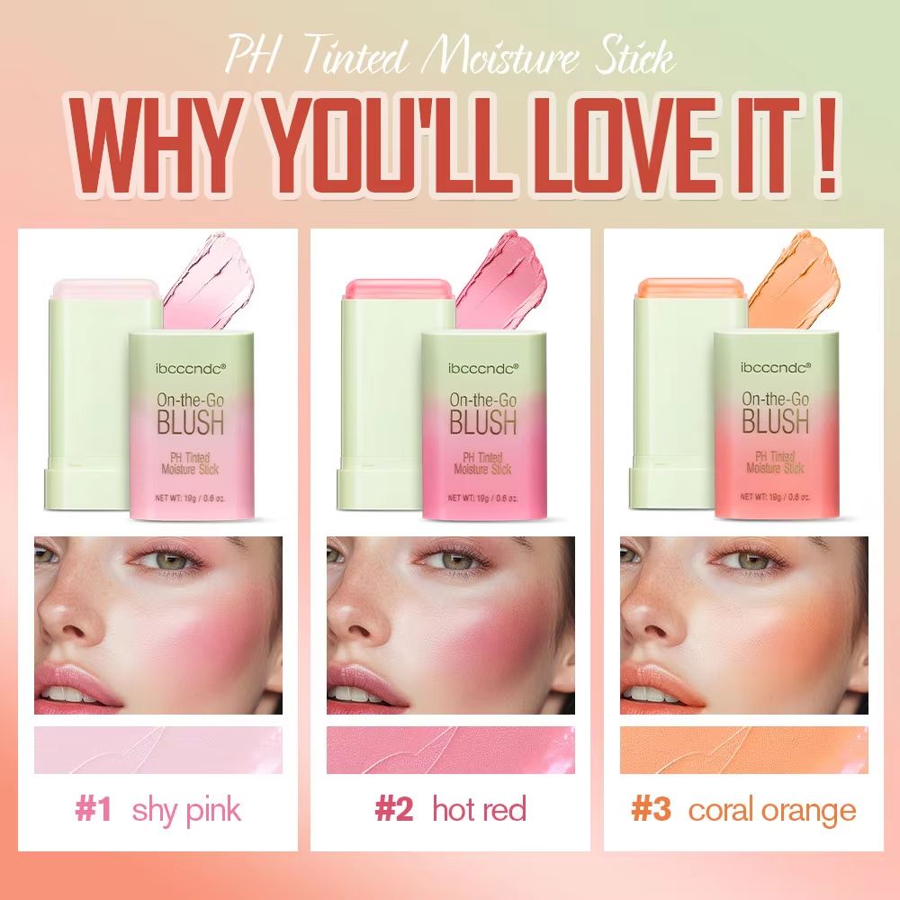 3 In 1 Temperature Changing Blush Stick Multi Use Lip And Cheek Tint Stick Hydrating Color Adapting 1