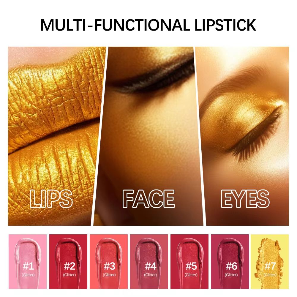 GoldenGlam Metallic Gold Lipstick Waterproof Shimmer Gold Lipstick With Long Lasting Glitter Finis 3