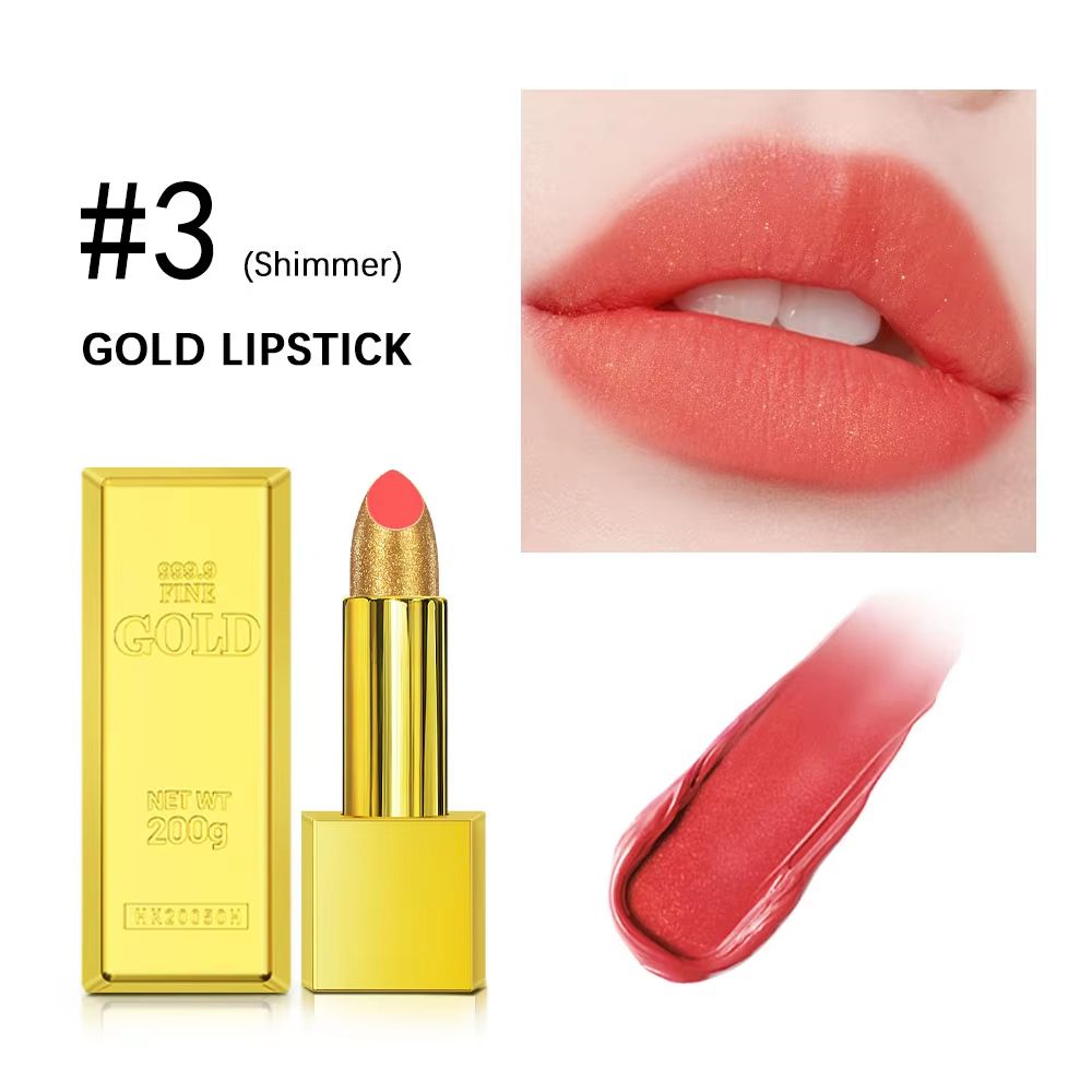 GoldenGlam Metallic Gold Lipstick Waterproof Shimmer Gold Lipstick With Long Lasting Glitter Finis 6