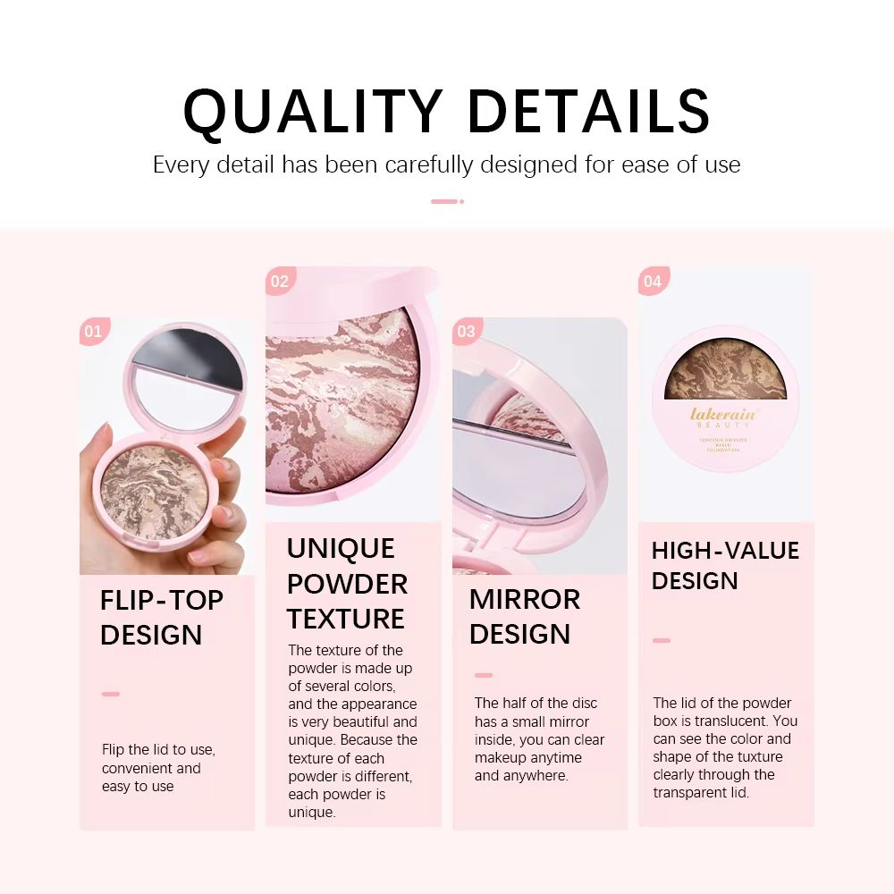 VelvetSculpt Baked Powder Foundation Oil Control Pressed Powder Bronzer With Radiant Contour Highl 4