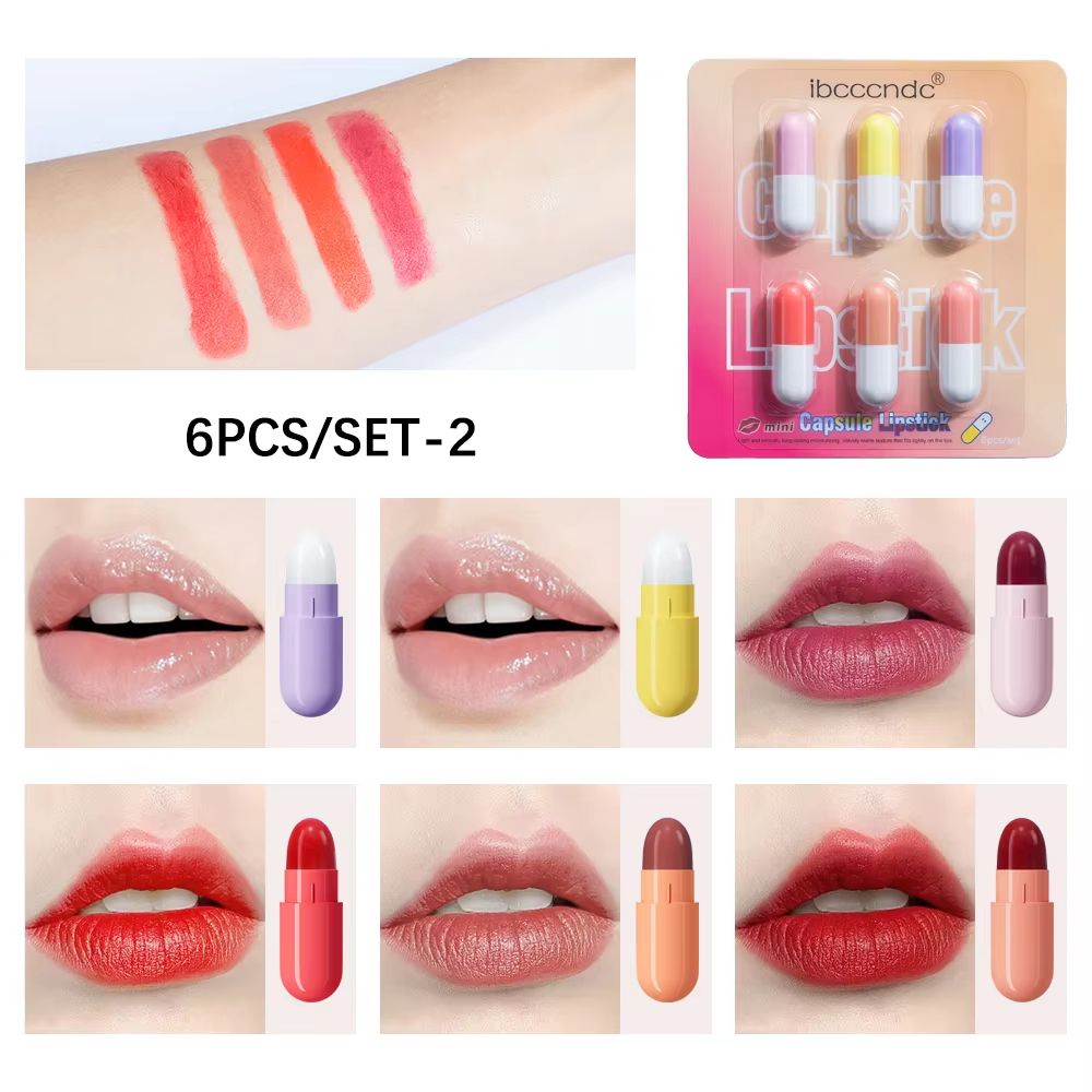 CapsuleCharm Mini Capsule Lipstick Set Moisturizing Capsule Lipstick Set With Waterproof Mini Lips 6
