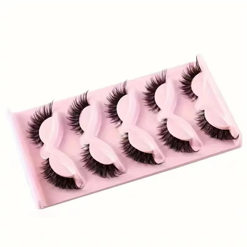 5 Pair Cat Eye Lashes Wispy Faux False Eyelashes For Eye Elongation And Natural Glam 3