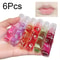 6 Color Roll On Lip Oil Fruit Essence Hydrating Lip Balm Gloss With Mirror 12
